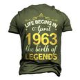 April 1963 Birthday Life Begins In April 1963 V2 Men's 3D T-shirt Back Print Army Green