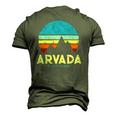 Arvada Colorado Mountains Vintage Retro Men's 3D T-Shirt Back Print Army Green