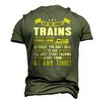 Ask Me About Trains Train And Railroad Men's 3D T-Shirt Back Print Army Green