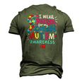 Autism Awareness I Wear Puzzle For My Cousin Men's 3D T-Shirt Back Print Army Green
