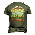 Awesome Dads Have Beards And Tattoo Men's 3D T-Shirt Back Print Army Green