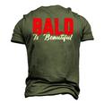 Mens Bald Beautiful Graphic Men's 3D T-Shirt Back Print Army Green