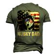Best Husky Dad Ever American Flag 4Th Of July Vintage Men's 3D T-shirt Back Print Army Green