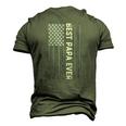 Best Papa Ever Vintage American Flag 4Th Of July Patriotic Men's 3D T-Shirt Back Print Army Green