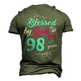 Blessed By God For 98 Years 98Th Birthday Party Celebration Men's 3D T-shirt Back Print Army Green