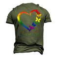 Butterfly Heart Rainbow Love Is Love Lgbt Gay Lesbian Pride Men's 3D T-Shirt Back Print Army Green