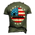 Captain Dad Pontoon Boat Retro Us Flag 4Th Of July Boating Zip Men's 3D T-shirt Back Print Army Green