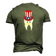 Dental Tooth Hat 4Th Of July Usa Flag Dentist Men's 3D T-Shirt Back Print Army Green