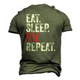 Eat Sleep Fly Repeat Aviation Pilot Vintage Distressed Men's 3D T-Shirt Back Print Army Green