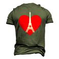 Eiffel Tower Heart For Paris Downtown France City Of Love Men's 3D T-Shirt Back Print Army Green