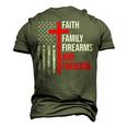Faith Family Firearms And Freedom 4Th Of July Flag Christian Men's 3D T-shirt Back Print Army Green