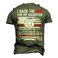 Father Grandpa I Back The Red For My Daughter Proud Firefighter Dad 186 Family Dad Men's 3D Print Graphic Crewneck Short Sleeve T-shirt Army Green