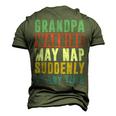 Father Grandpa Warning May Nap Suddenly 86 Family Dad Men's 3D Print Graphic Crewneck Short Sleeve T-shirt Army Green