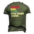 Fathers Day Daddy Man Myth Cute Twins Maker Vintage Men's 3D T-Shirt Back Print Army Green