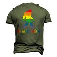 Gay Pride Support Sasquatch No More Hiding Lgbtq Ally Men's 3D T-Shirt Back Print Army Green