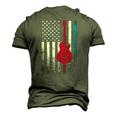 Guitar Music Musician 4Th Of July American Flag Usa America Men's 3D T-Shirt Back Print Army Green