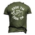 Hookem And Cookem Fishing Men's 3D T-Shirt Back Print Army Green