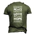 Human Kindness Peace Equality Love Inclusion Diversity Men's 3D T-Shirt Back Print Army Green
