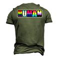 Human Lgbt Flag Gay Pride Month Transgender Men's 3D T-Shirt Back Print Army Green