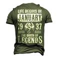 January 1937 Birthday Life Begins In January 1937 Men's 3D T-shirt Back Print Army Green