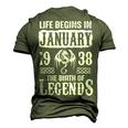 January 1938 Birthday Life Begins In January 1938 Men's 3D T-shirt Back Print Army Green