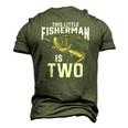 Kids 2 Years Old Fishing Birthday Party Fisherman 2Nd For Boy Men's 3D T-Shirt Back Print Army Green