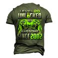 Level 20 Unlocked Awesome Since 2002 20Th Birthday Gaming V2 Men's 3D T-shirt Back Print Army Green