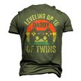 Leveling Up To Daddy Of Twins Expecting Dad Video Gamer Men's 3D T-shirt Back Print Army Green