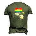 Lgbt Pride Papa Panda Bear Free Dad Hugs Fathers Day Love Raglan Baseball Tee Men's 3D T-Shirt Back Print Army Green