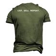 List Sell Repeat Real Estate Agents Men's 3D T-Shirt Back Print Army Green
