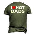 I Love Hot Dads Red Heart Men's 3D T-Shirt Back Print Army Green