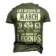 March 1963 Birthday Life Begins In March 1963 Men's 3D T-shirt Back Print Army Green