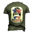 Merica Messy Bun Women Girls American Flag Usa 4Th Of July Men's 3D T-shirt Back Print Army Green