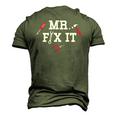 Mr Fix It Fathers Day Hand Tools Papa Daddy Men's 3D T-Shirt Back Print Army Green