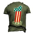 Number One Dad American Flag 4Th Of July Fathers Day Men's 3D T-shirt Back Print Army Green