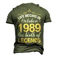 October 1989 Birthday Life Begins In October 1989 V2 Men's 3D T-shirt Back Print Army Green