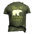 Mens Papa Bear Fathers Day This Old Bear Loves His Honey Men's 3D T-Shirt Back Print Army Green