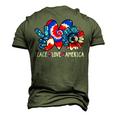 Peace Love America Sunflower Patriotic Tie Dye 4Th Of July Men's 3D T-Shirt Back Print Army Green