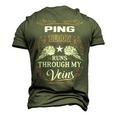 Ping Name Ping Blood Runs Through My Veins Men's 3D T-shirt Back Print Army Green