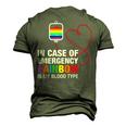 Pride Month Rainbow Is My Blood Type Lgbt Flag Men's 3D T-Shirt Back Print Army Green