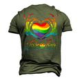 Rainbow Heart Skeleton Love Is Love Lgbt Gay Lesbian Pride Men's 3D T-Shirt Back Print Army Green