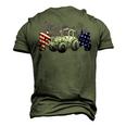Red White Blue Tractor Usa Flag 4Th Of July Patriot Farmer Men's 3D T-shirt Back Print Army Green