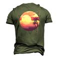 Retro 80S Vaporwave Aesthetic Tropical Sunset 90S Vaporwave Men's 3D T-Shirt Back Print Army Green