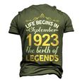 September 1923 Birthday Life Begins In September 1923 V2 Men's 3D T-shirt Back Print Army Green