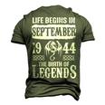 September 1944 Birthday Life Begins In September 1944 Men's 3D T-shirt Back Print Army Green