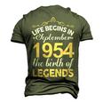 September 1954 Birthday Life Begins In September 1954 V2 Men's 3D T-shirt Back Print Army Green