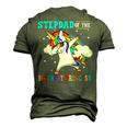 Stepdad Of The Birthday Princess Unicorn Girl Men's 3D T-shirt Back Print Army Green