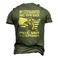 Mens My Stepdaughter Has Your Back Proud Army Stepdad Dad Men's 3D T-Shirt Back Print Army Green