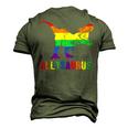 T Rex Dinosaur Lgbt Gay Pride Flag Allysaurus Ally Men's 3D T-Shirt Back Print Army Green