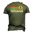 Graphic Tee Indiana Us State Map Vintage Retro Stripes Men's 3D T-Shirt Back Print Army Green